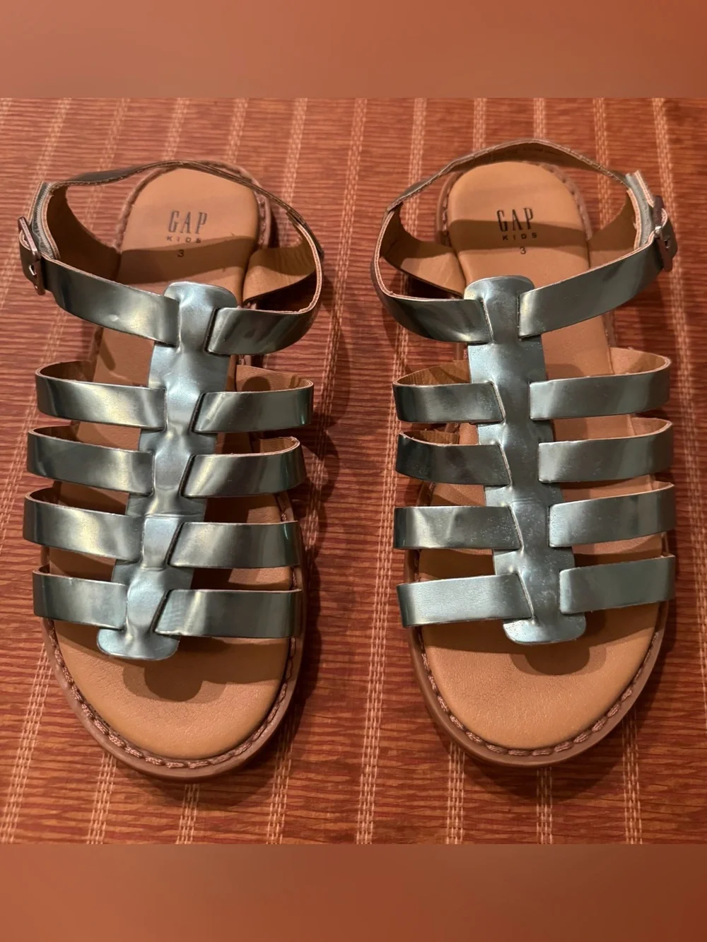 GAP Kids Teal Metallic Strappy Gladiator Sandals